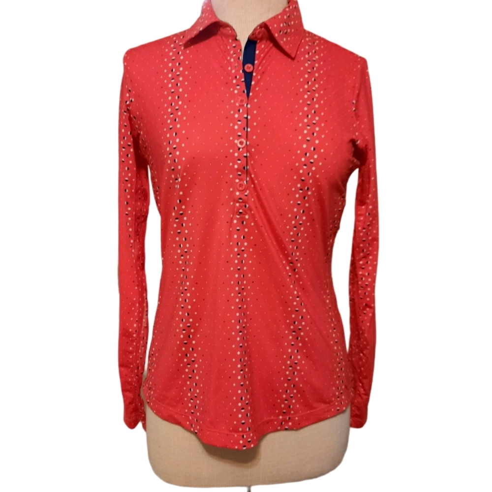 EP New York Golf Pro Long Sleeve Polka Dot Shirt